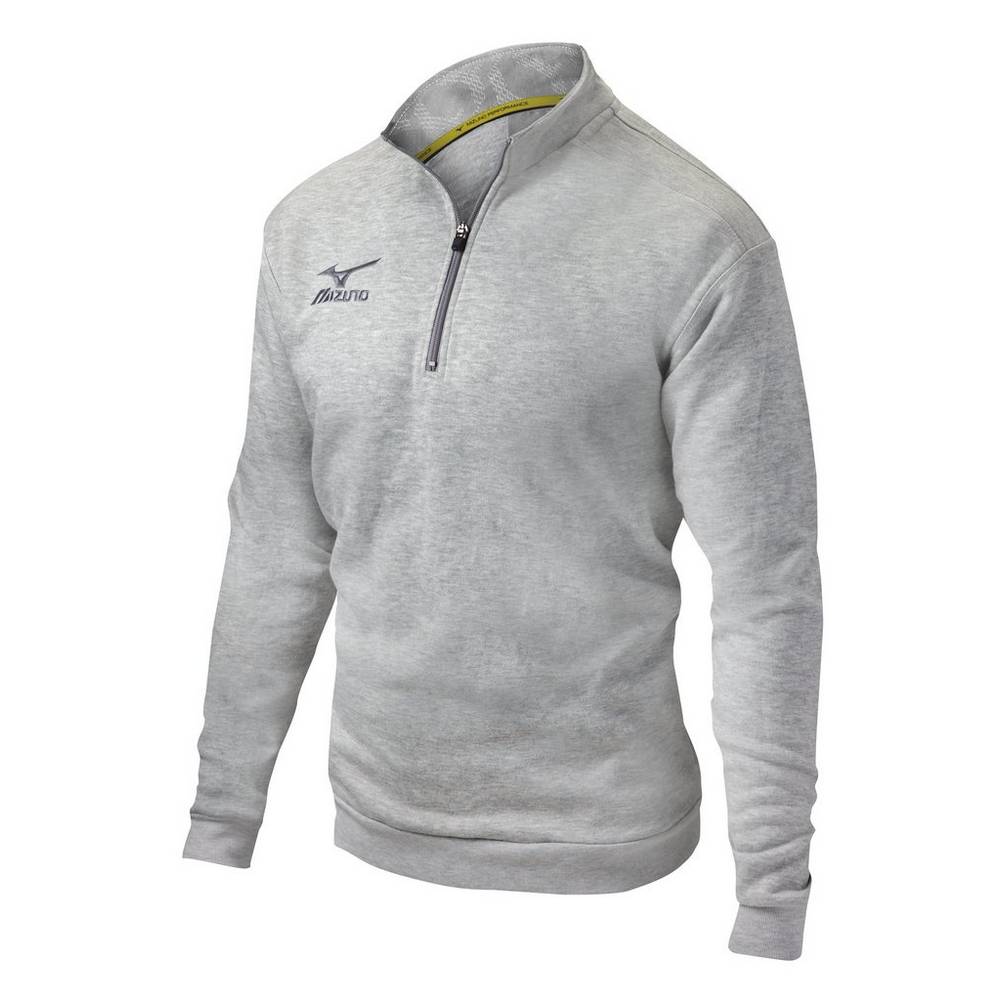 Mizuno 1/2 Cipzáros Fleece Férfi Pulóver Piros Szürke AZH982750